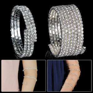 Crystal Upper Arm Cuff Bracelet Rhinestone Diamante - Bridal Bracelet - Bridal Jewellery - for Women's