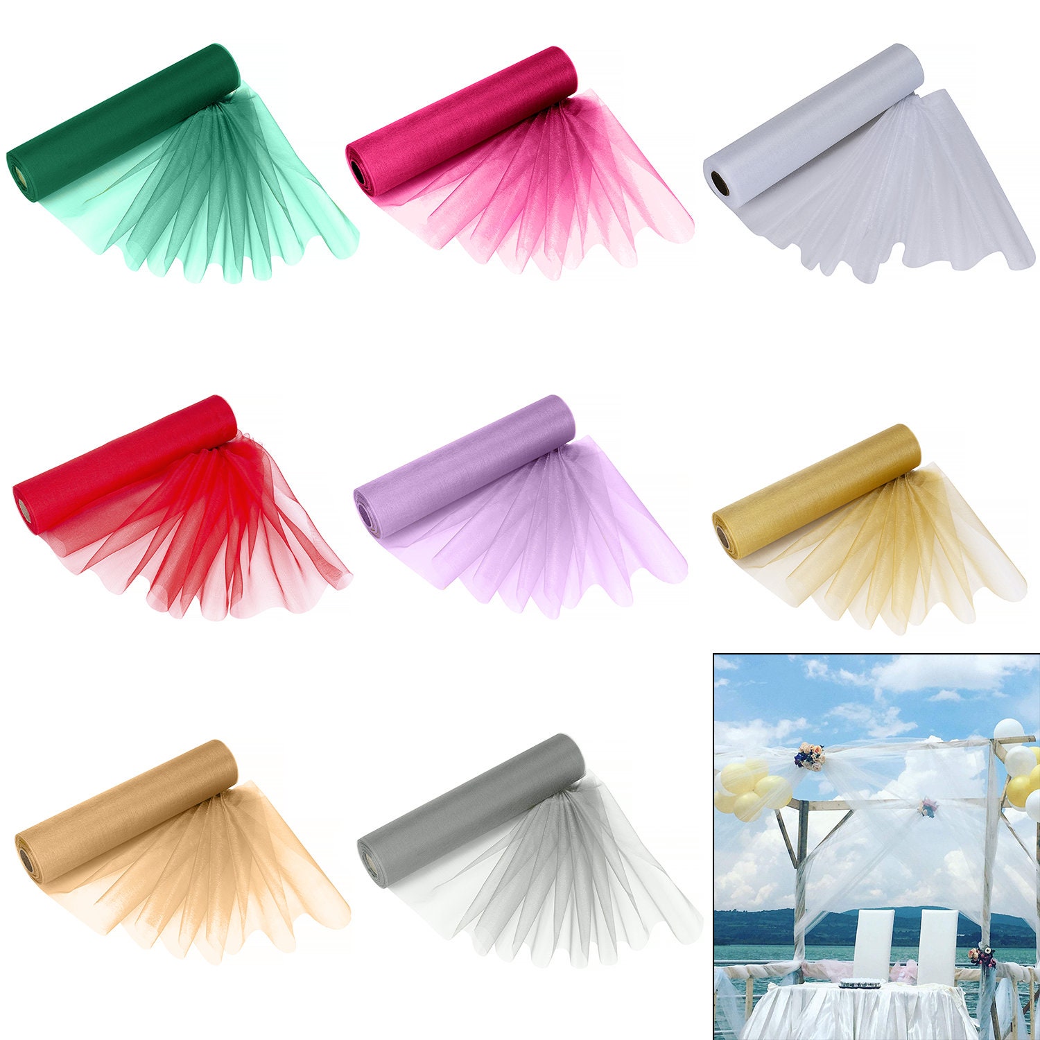 Soft Pink Organza Sheer fabric Roll 29cm x 25m Wedding Soft Pink Organza Sheer fabric Roll 29cm x 25m Wedding