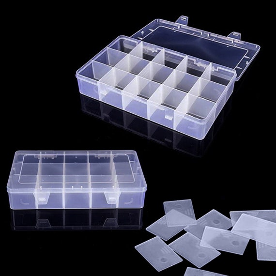 60 Pcs Mixed Sizes Small Plastic Clear Rectangular Box Mini Bead Storage Contain