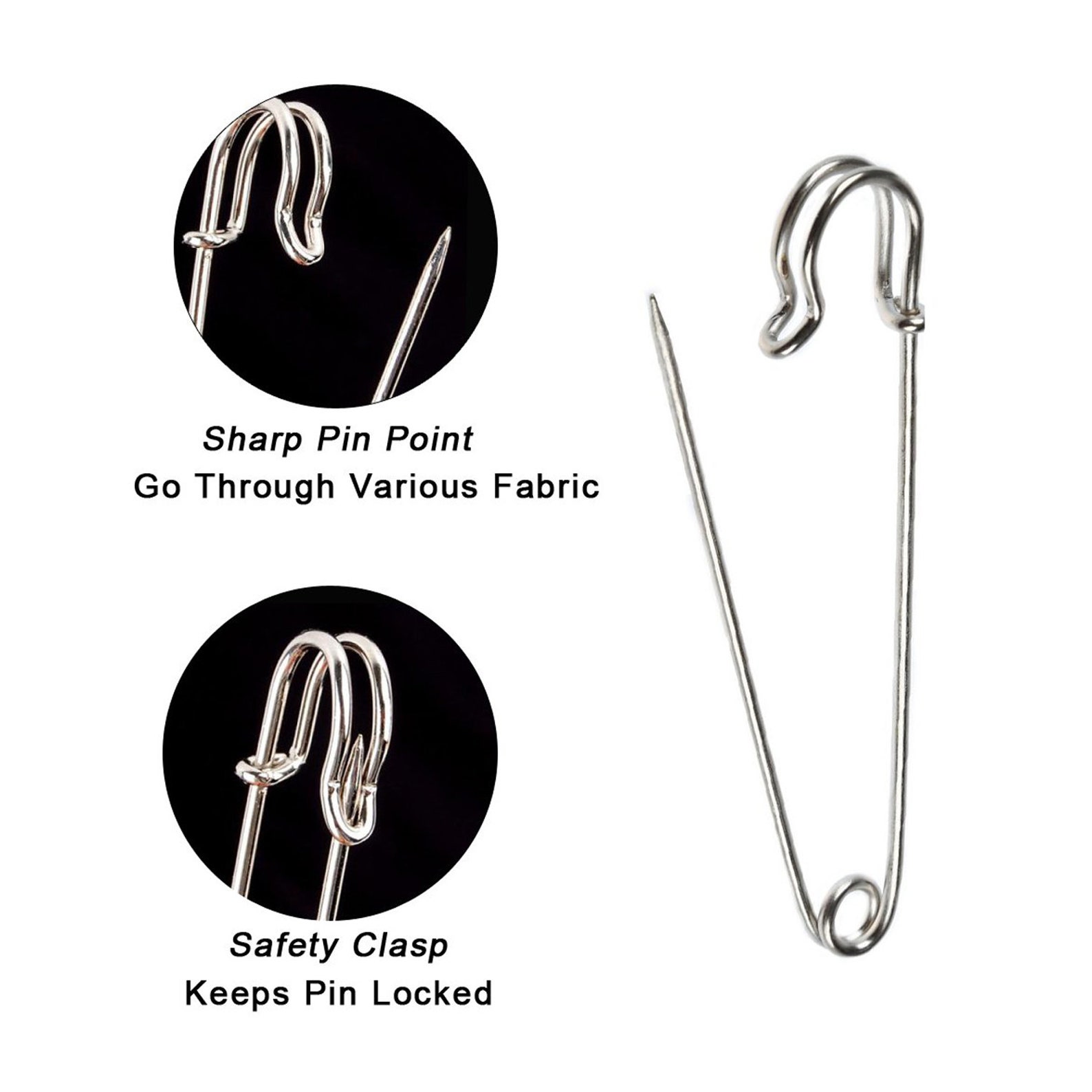 50mm Silver Safety Pins Scarf Pins Large Sewing Craft Etsy UK