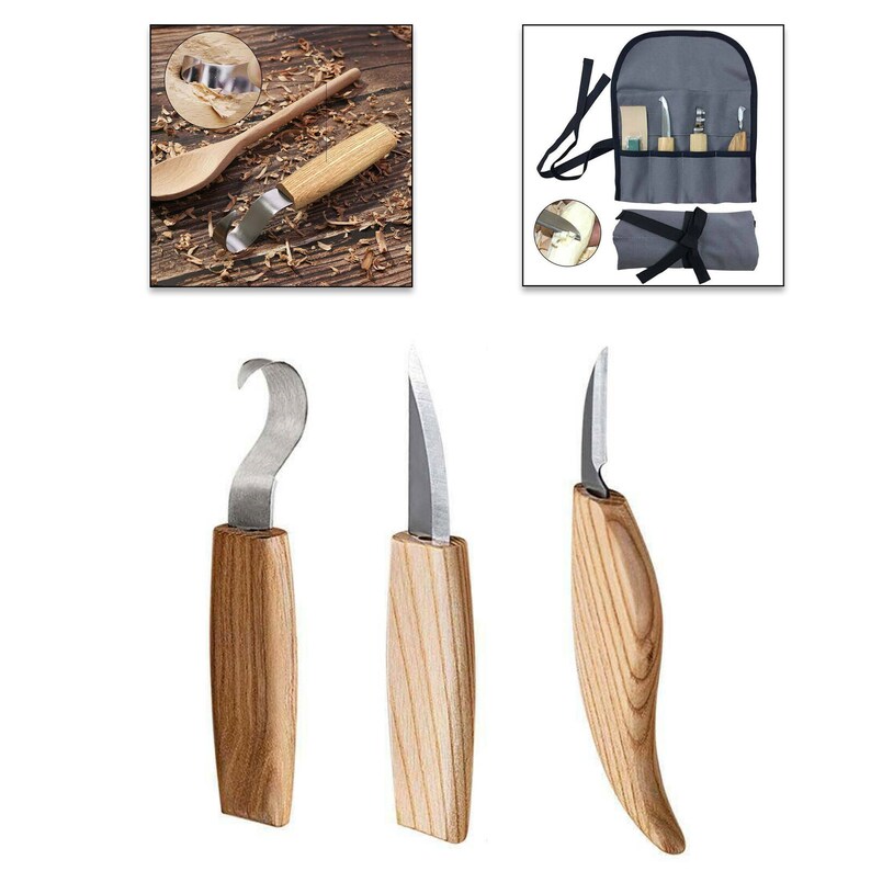 5 X Wood Carving Knife Kit Chisel Woodworking Whittling Etsy UK