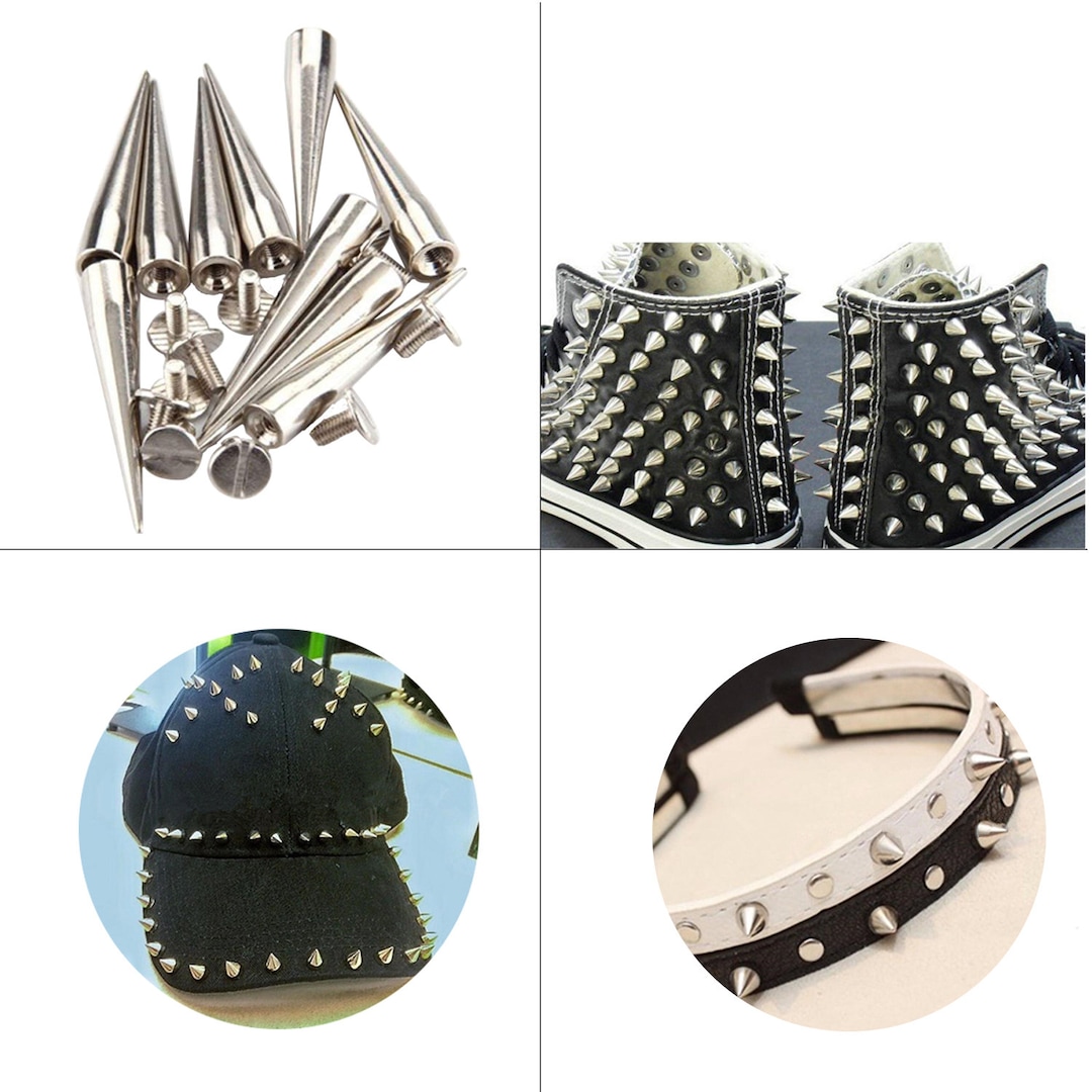  Punk Metal Rivets Screw For Handbag, Belt Shoes, Colored Metal  Screw Back Rivet, Cone Spikes Screwback Studs, DIY Leathercraft Findings,  7X10MM, Black : Arts, Crafts & Sewing