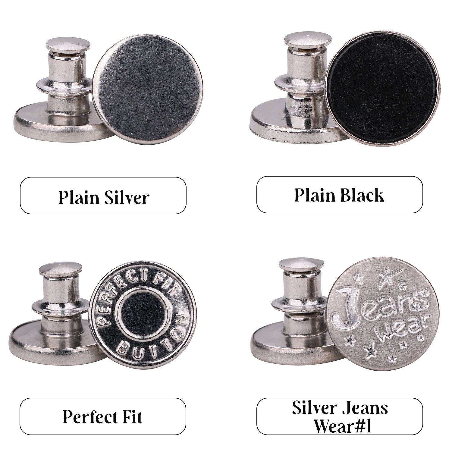 5pcs Random Pattern Jeans Button Replacement Kit Including Pin Type Jeans  Button & No Sew Instant Buttons & Jacket Jeans Button Holder Clip &  Adjustable Waistband Buckle & Jeans Metal Buckle