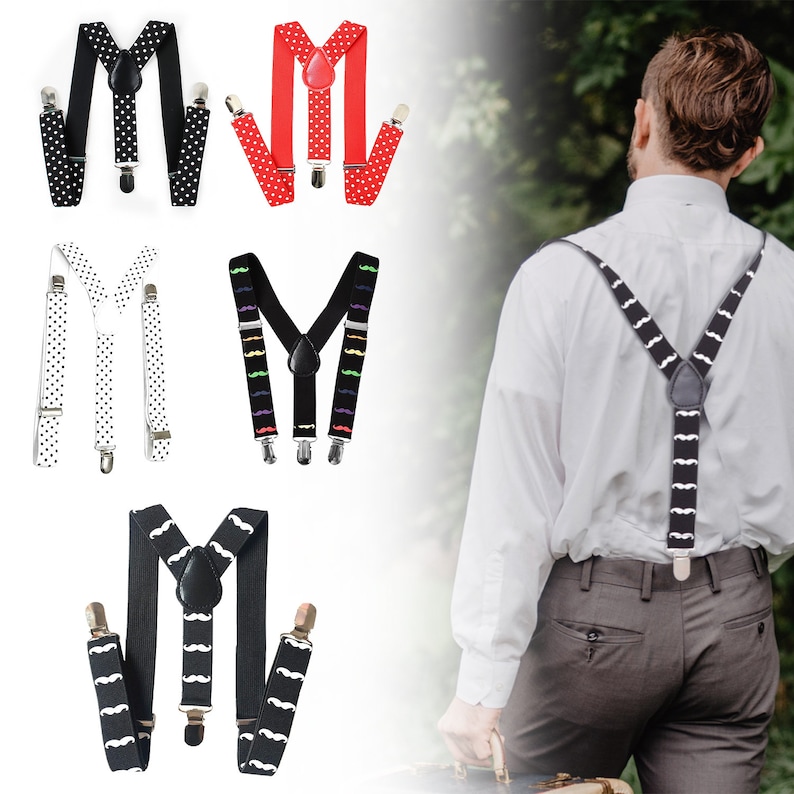 Mens Braces With Heavy Duty Metal Clip 25mm Wide Suspender Etsy