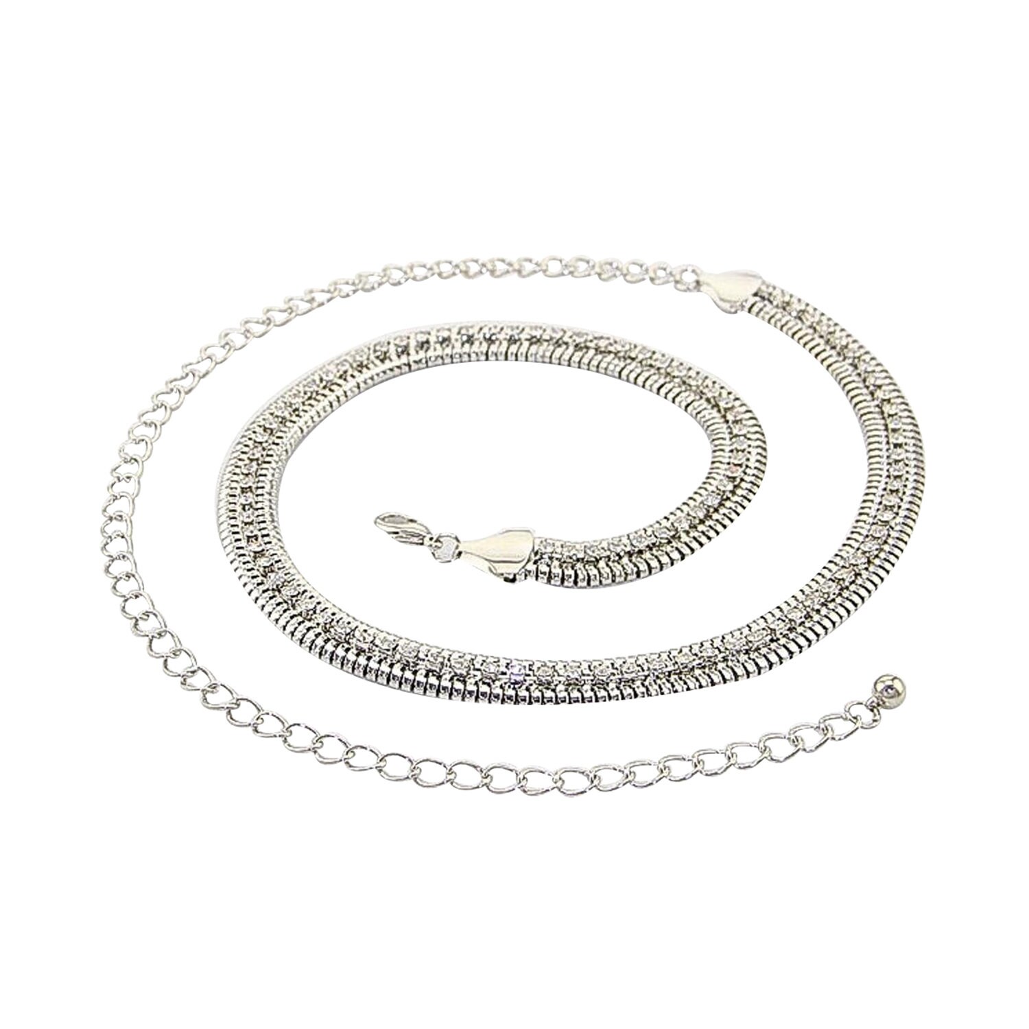Women's Silver Waist Chain Belt With Diamante Rhinestone Etsy
