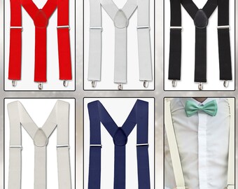 Mens Suspenders Braces - 50mm Wide - Adjustable Elastic Braces - Clip On Suspenders