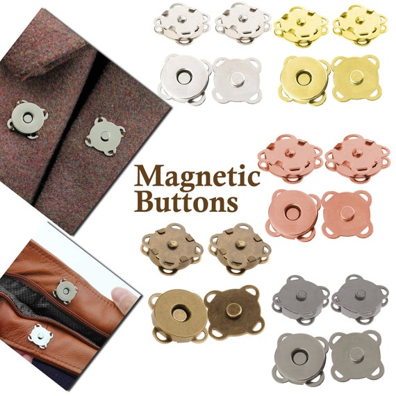 Magnetic Snap Clasps Fasteners Plum Shape Metal Sew on Closure for  Leathercraft, Clothing, Purses, Bags, Leather Coat, Jacket, Handbag, 14mm 