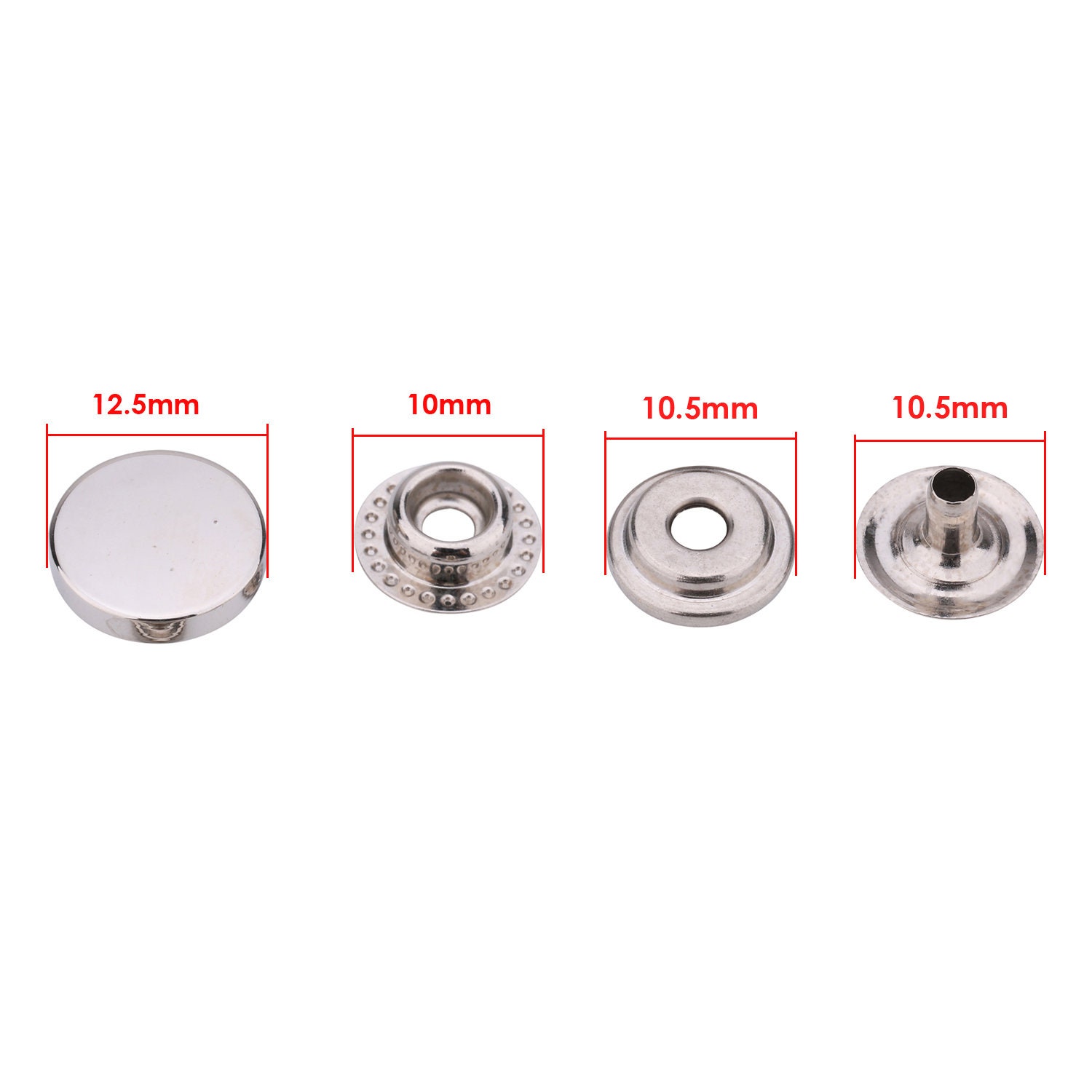 12.5mm/15mm 4 Parts Press Studs With Fixing Tool Durable Snap Etsy UK