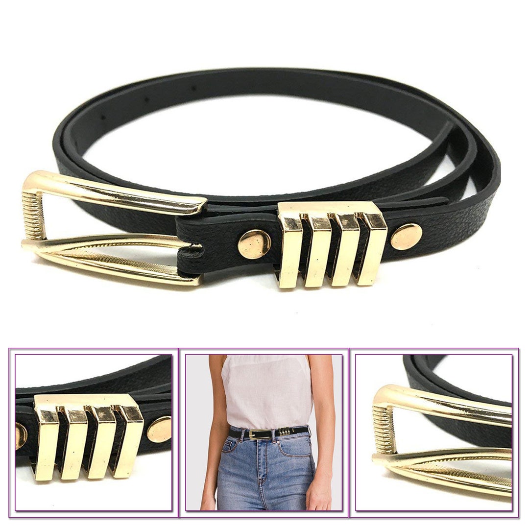 12mm Wide Skinny Waist Belt Womens Slim Thin Black Belts With - Etsy UK