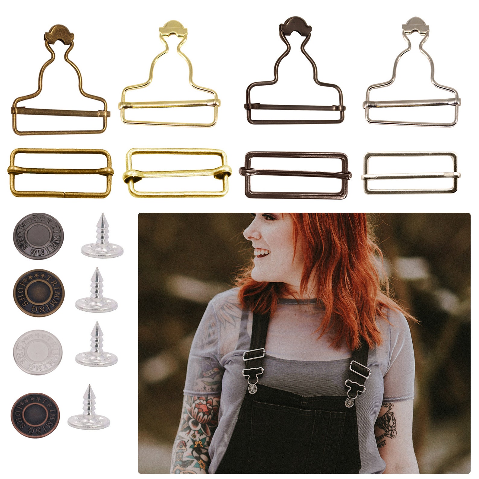 Dungaree Buckles With Triglide Slider Buckles & Jeans Buttons Etsy