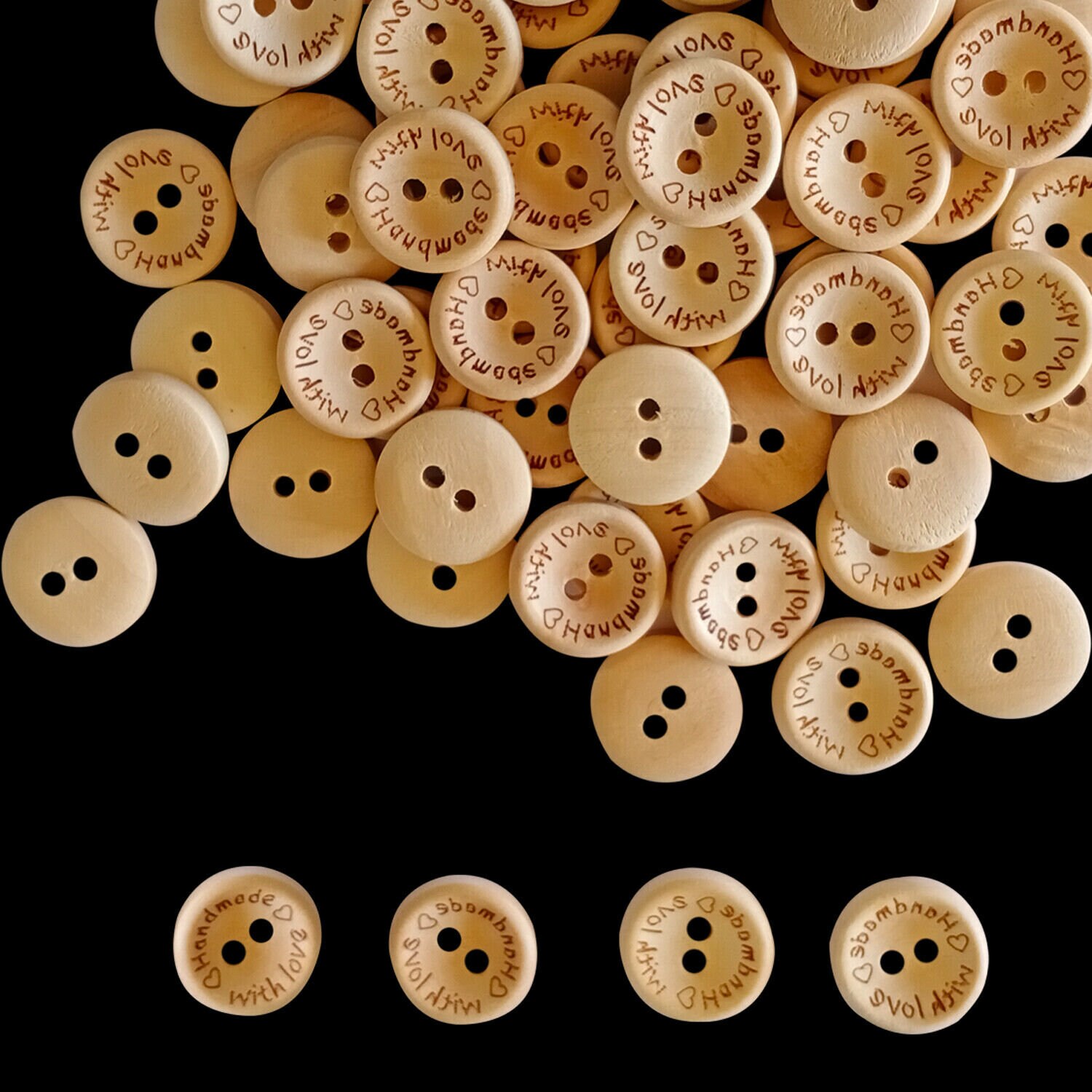 15mm Wood Finish Plastic Buttons 100pcs Dual Holes Printed Etsy