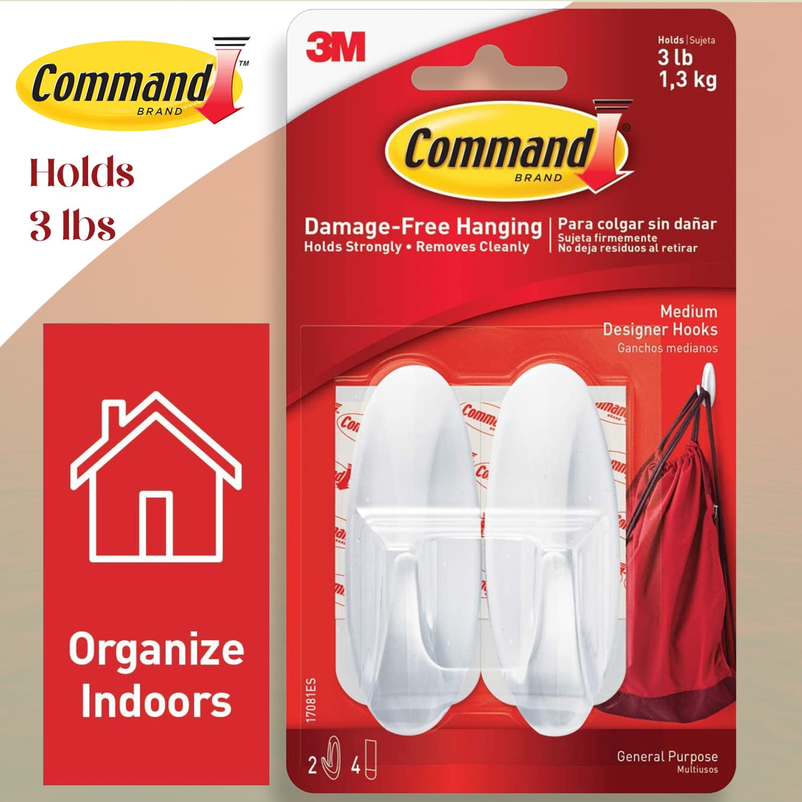 3M Command Strips & Hooks Damage Free Picture Frames Hanging Etsy