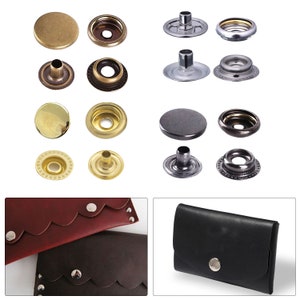 Round Metal S Spring Snap Rivet Button Press Stud Popper Tich Fastener  Closure Craft Leather Bag Backpack Coat Shirt Diary Silver Gold 