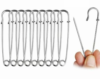 100pcs X Extra Large Safety Pins Kraft Craft Pins Size 4 55mm Silver