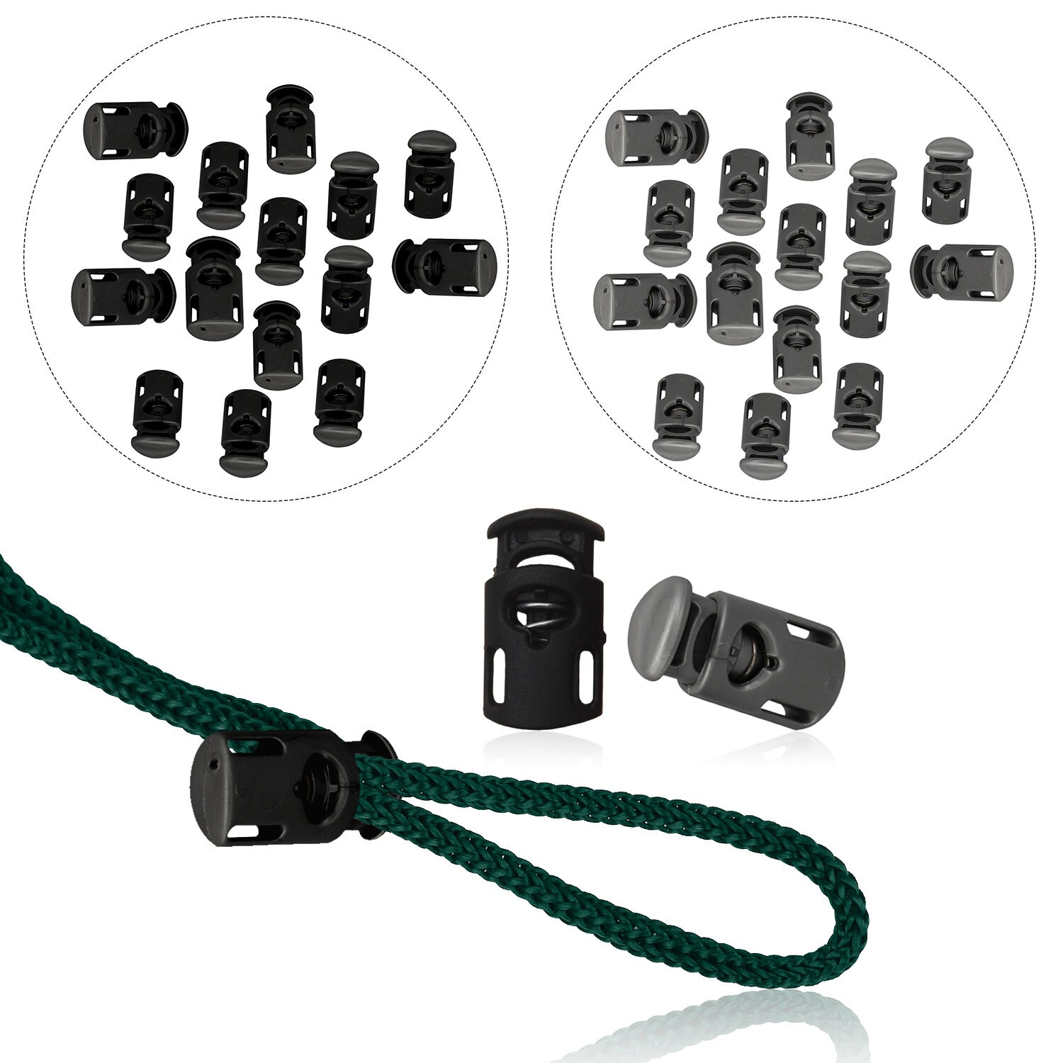 Plastic Cord Lock Stopper Black/gray Cord Adjuster Buckle Etsy