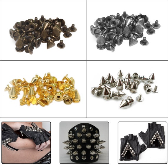 7 Mm X 10mm-vendedor de Reino Unido 50 X Punk Spike Cono Tornillo studs//rivets-Bronce