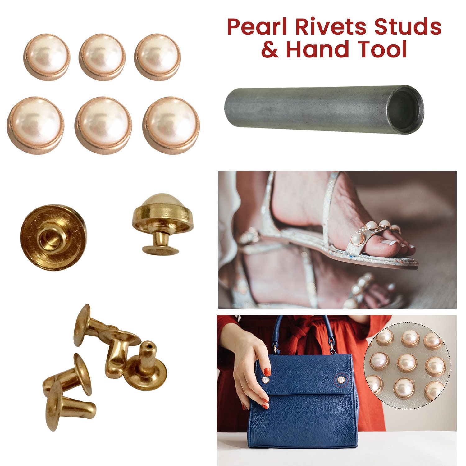 Red Dragon Pearl Mix, Flatback Pearls and Rhinestone Mix, Sizes