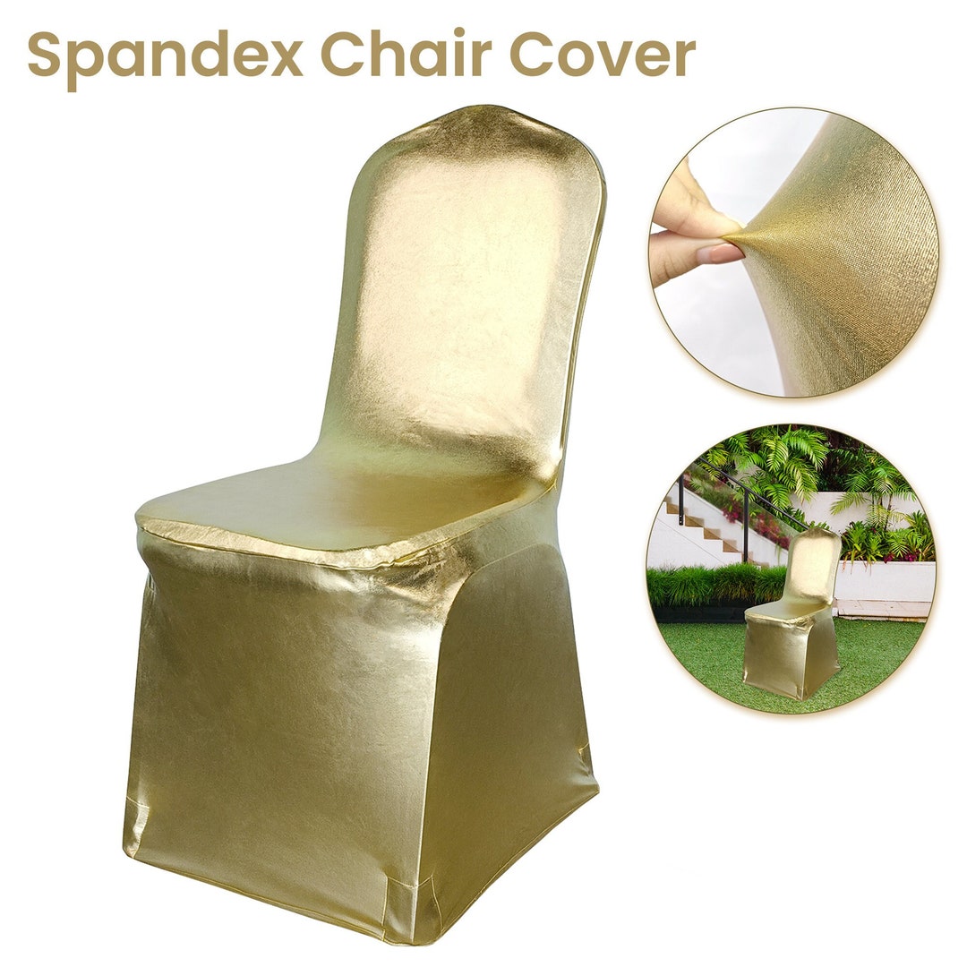 Spandex Dining Chair Covers Stretch Polyester Chair Slipcover Gold