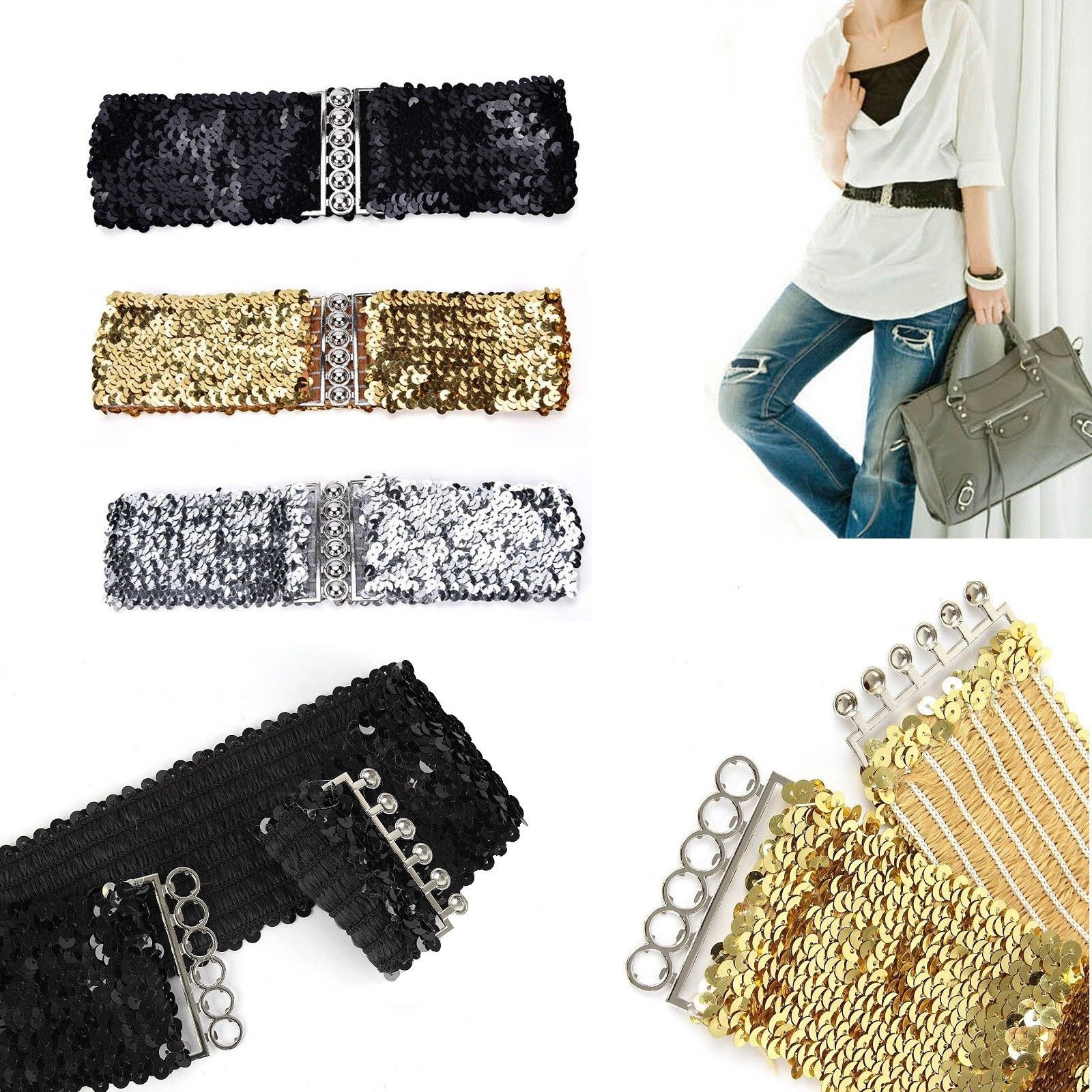 52cm Women Sequin Belt With Hook Fastening Buckle for Western Etsy