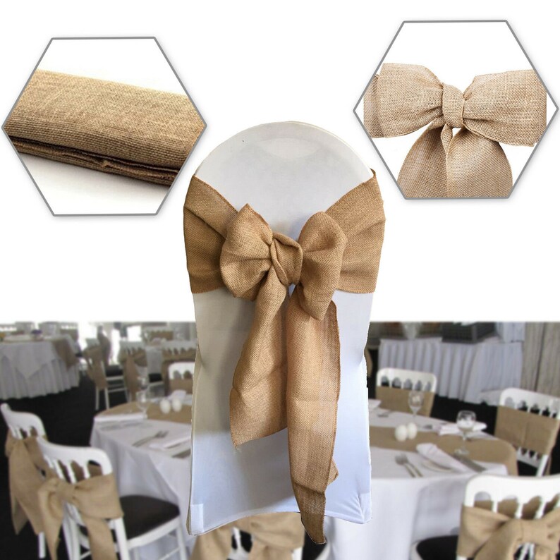 Khaki Hessian Jute Chair Sashes Bows Hemmed Edge Vintage Etsy UK