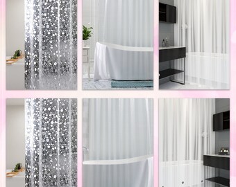 PEVA Shower Curtains with Bottom Magnets Heavy Duty Transparent Shower Curtain Liner Mildew & Mould Resistant With 12 Curtain Hooks