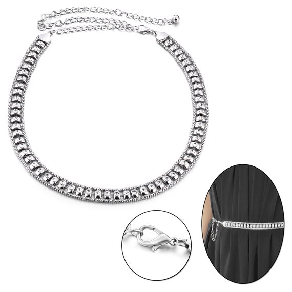 Ladies Rhinestones Pearl Diamante Metal Chain Waist Belt Girls Fashion Accessory
