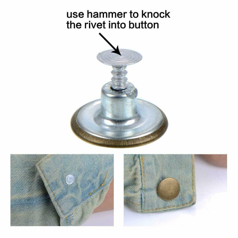 17mm/20mm Jeans Stud Buttons with Silver Pins Hammer On Denim Etsy