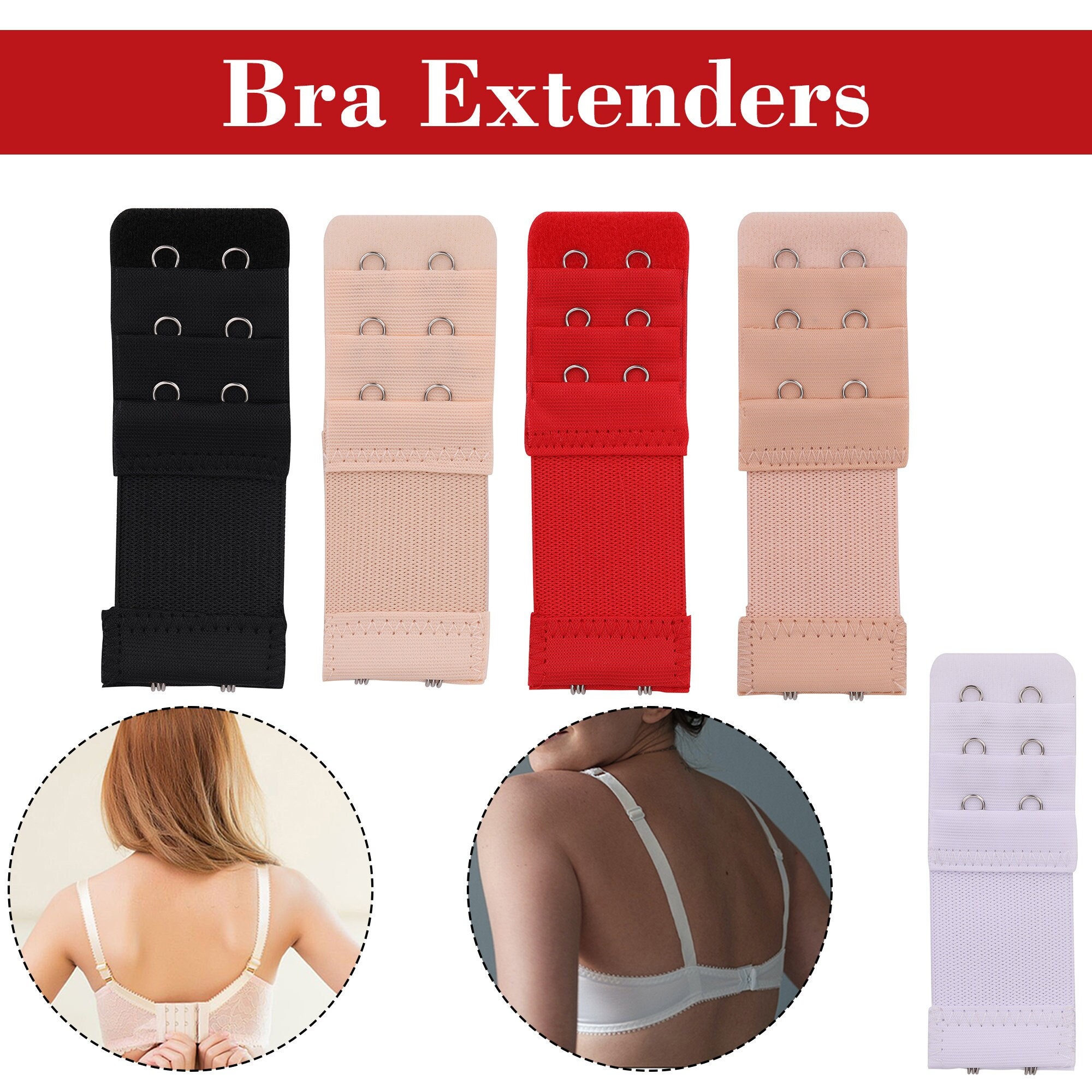 Bra Extender Elastic Tightness Comfortable Adjustable Extension Bra Extender 4 Hook Hooks and