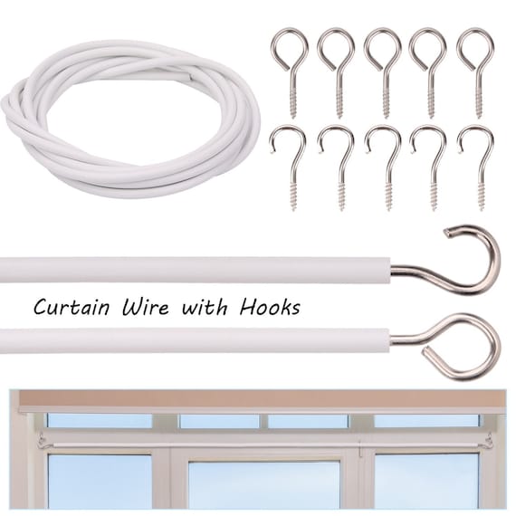 Curtain Wire With 12 Pair of Hook & Eyes Set Multi-purpose Voile
