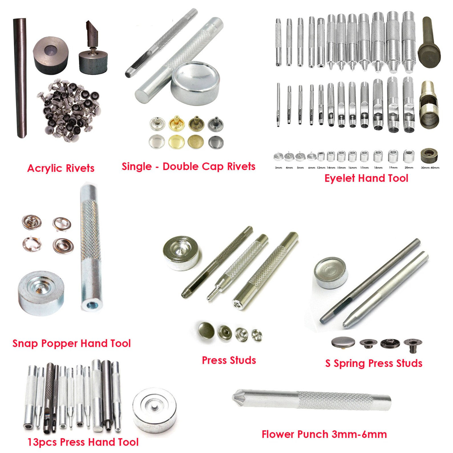 Hand Punch Tool Set Press Studs Snap Poppers Eyelet Rivets Etsy UK