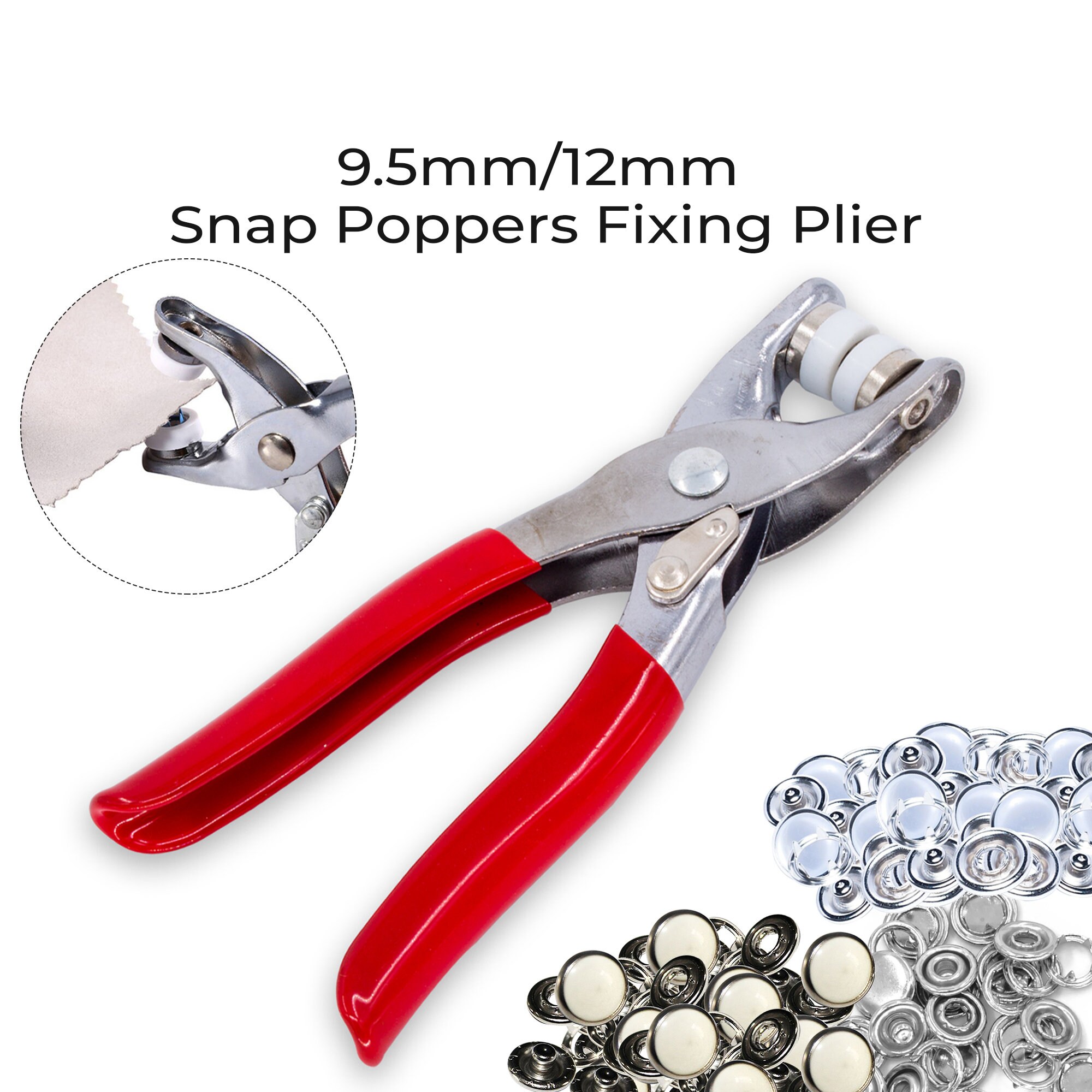 12mm Pearl Snap Poppers With Fixing Plier Tool or Only Plier Tool for  Babygro's, Bibs, Custom Clothing, DIY Art & Craft Projects, Kid's Wear 