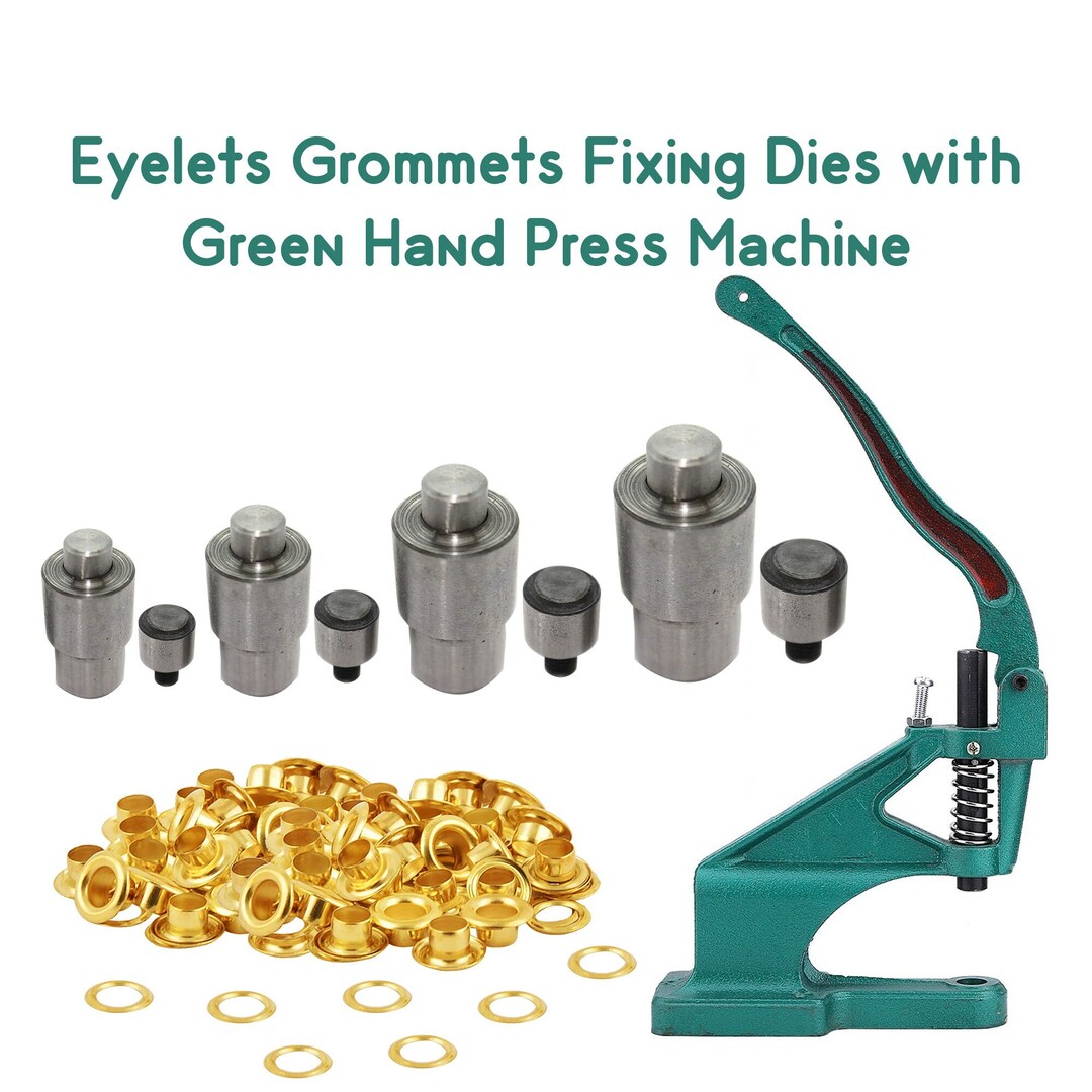 Eyelets Grommets Fixing Dies With Green Hand Press Machine for Art