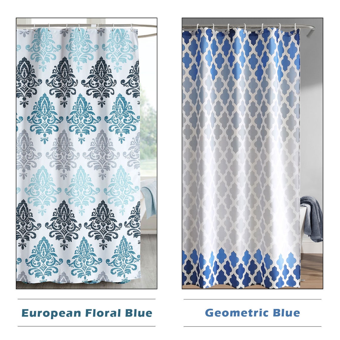 Printed Shower Curtain Waterproof Polyester Fabric Bathroom Etsy