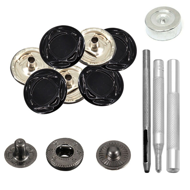 4 Part S Spring Press Studs Snap Fastener Gunmetal Back Snaps Etsy