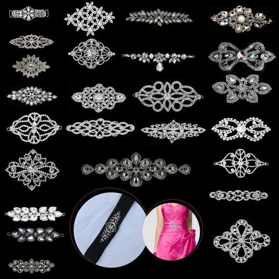 Apliques de diamante de imitación de diamante Motif Coser//hierro en vestidos de Novia Adorno De Bricolaje