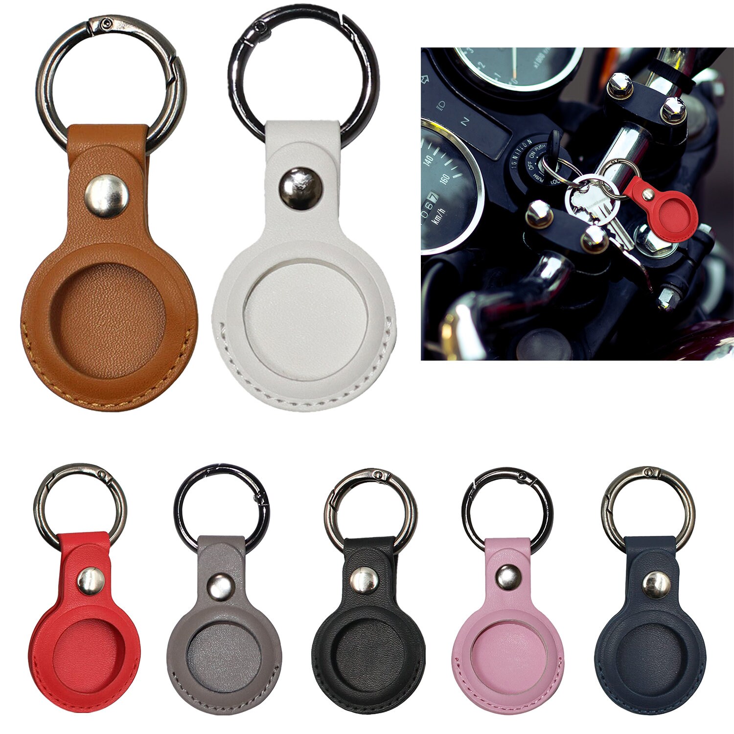 Leather AirTag Keychain Case - The Rivet