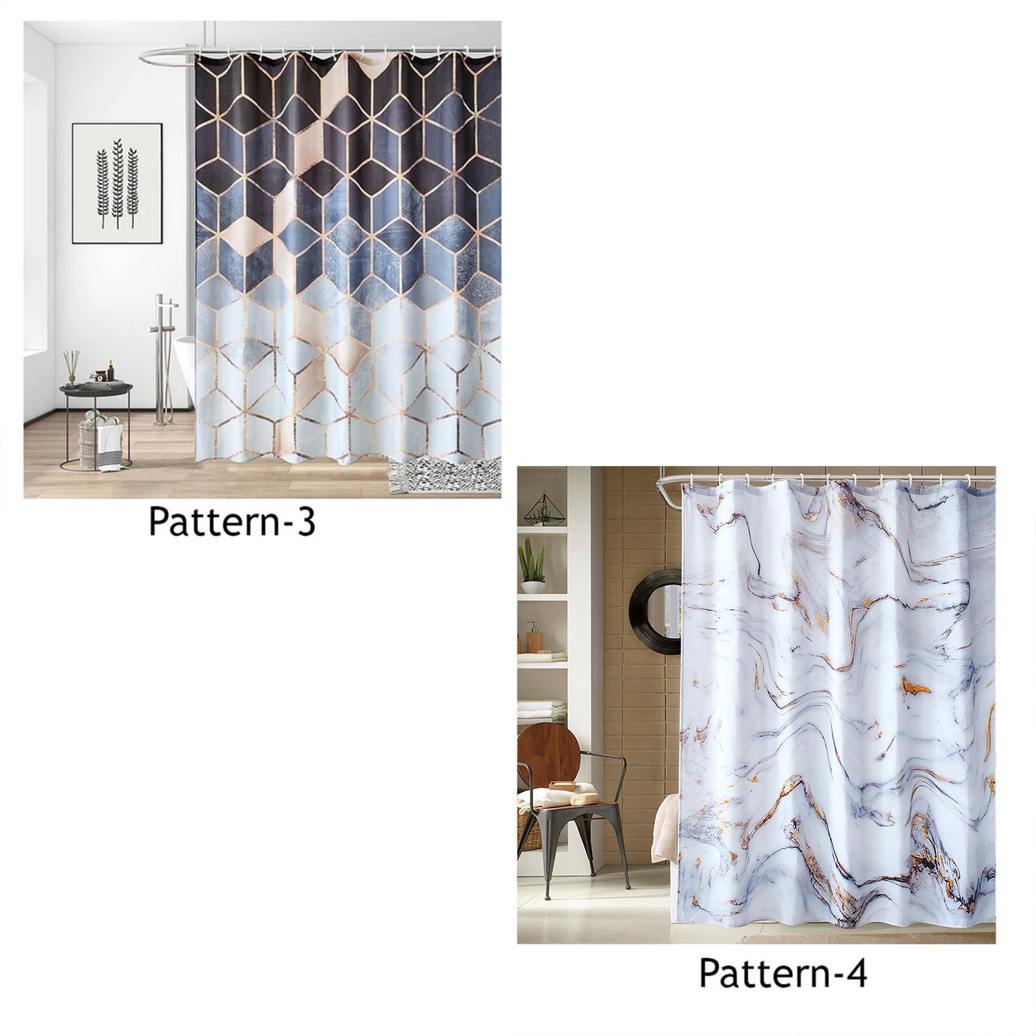 Cortina de ducha impermeable de poliéster, cortina de baño para baño con  decoración de cortina de tela de poliéster, revestimiento largo para cortina  de ducha -  México