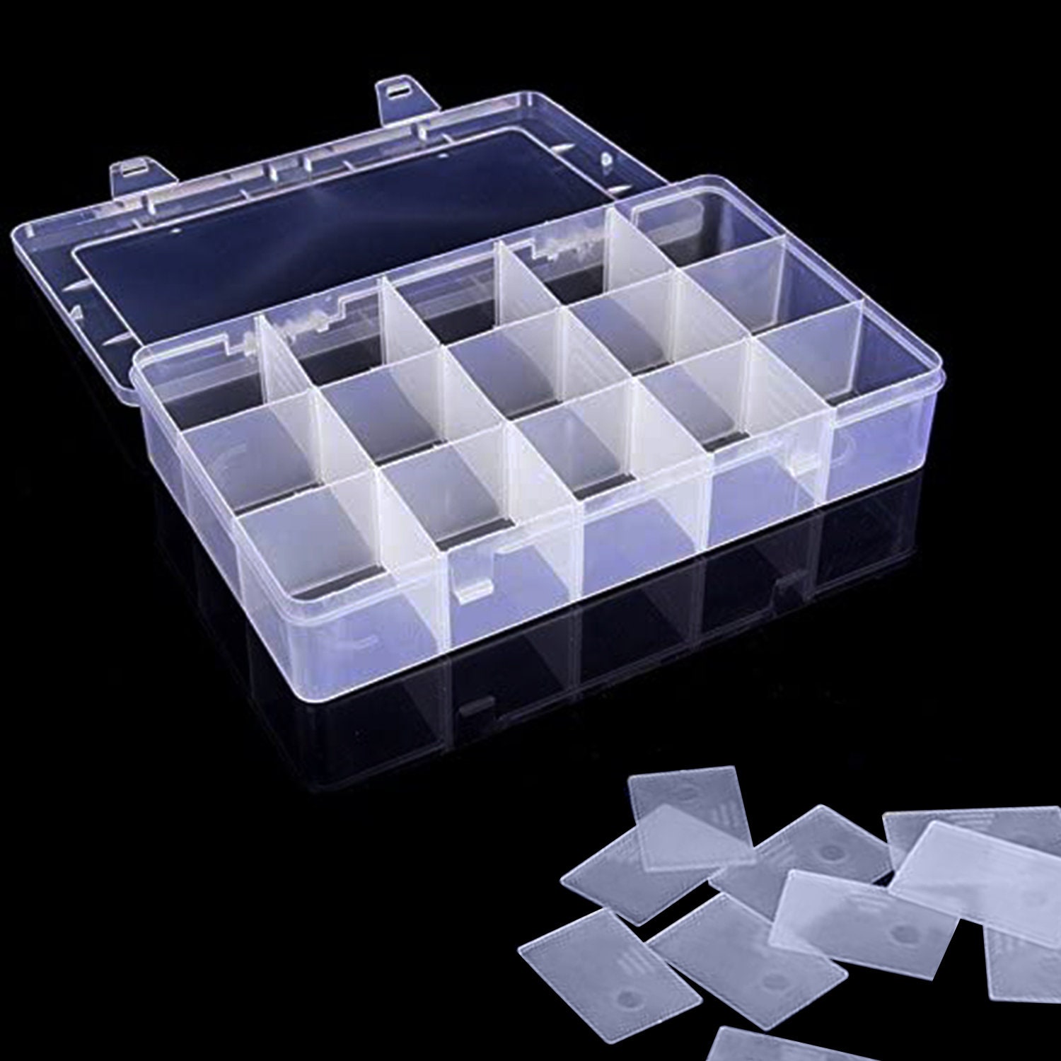 Small Clear Plastic 8 Compartment Storage Box With Lid for Beading