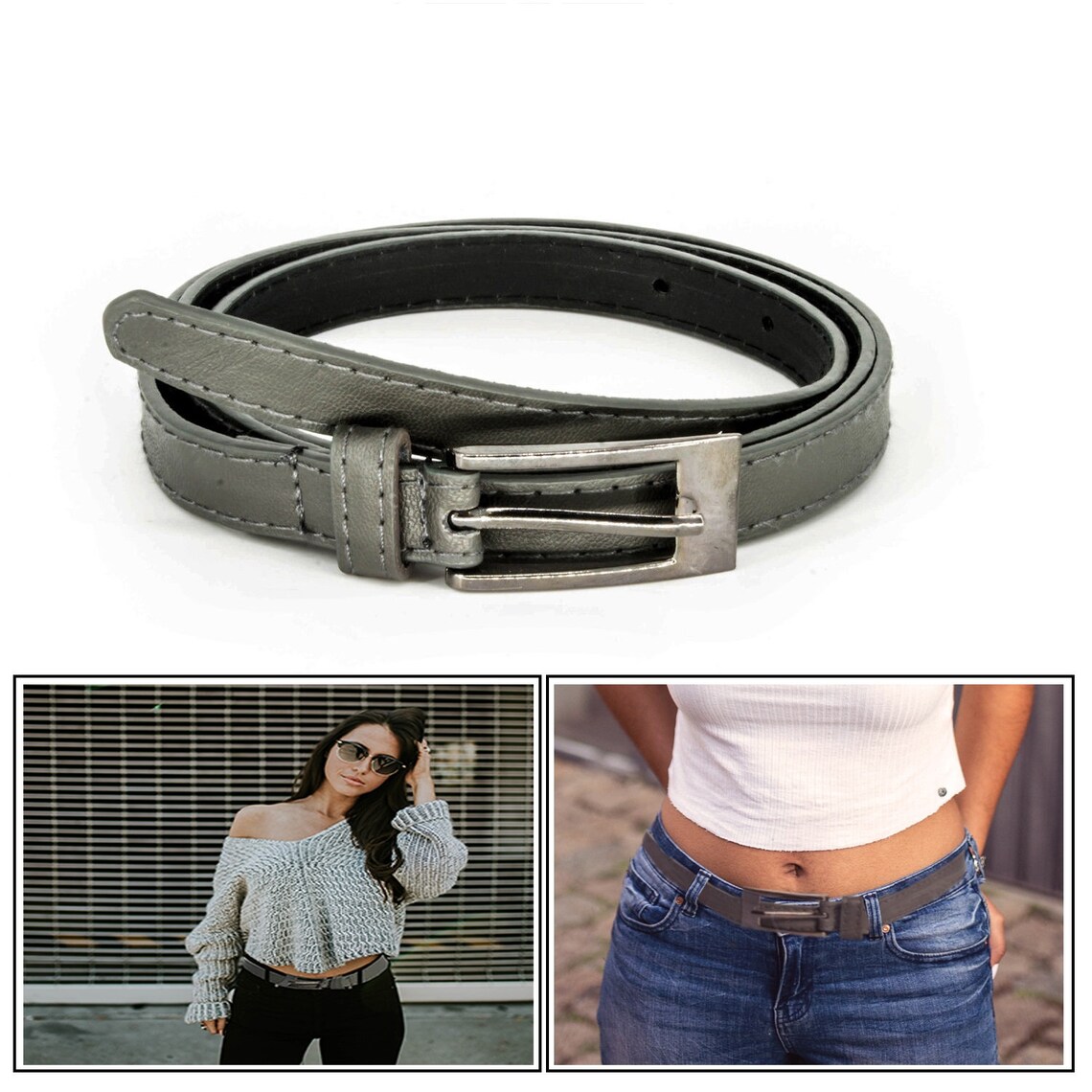 15mm Wide Women's Grey Belt for Casual Formal and Western Etsy