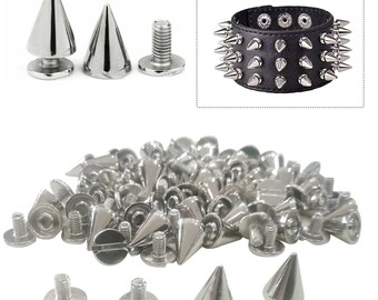 500X Metal Square Spike 5mm~17mm Rivet Studs Rock Punk Gothic Leather Craft Part 
