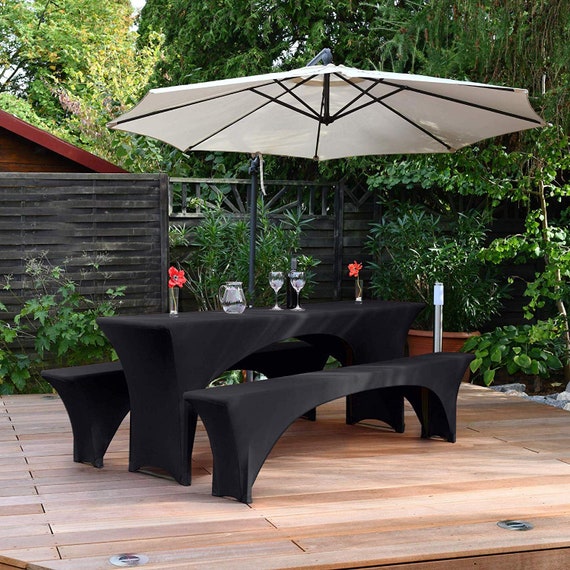7ft Elastic Spandex Tablecloth Beer Table /& Bench Covers 3pcs for Garden Party