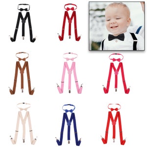 Y Shape Suspender With Bow Tie for Kids Boy - Fully Adjustable Elasticated Clip - Party Wedding - Braces Suspenders and Matching Bow Tie Set