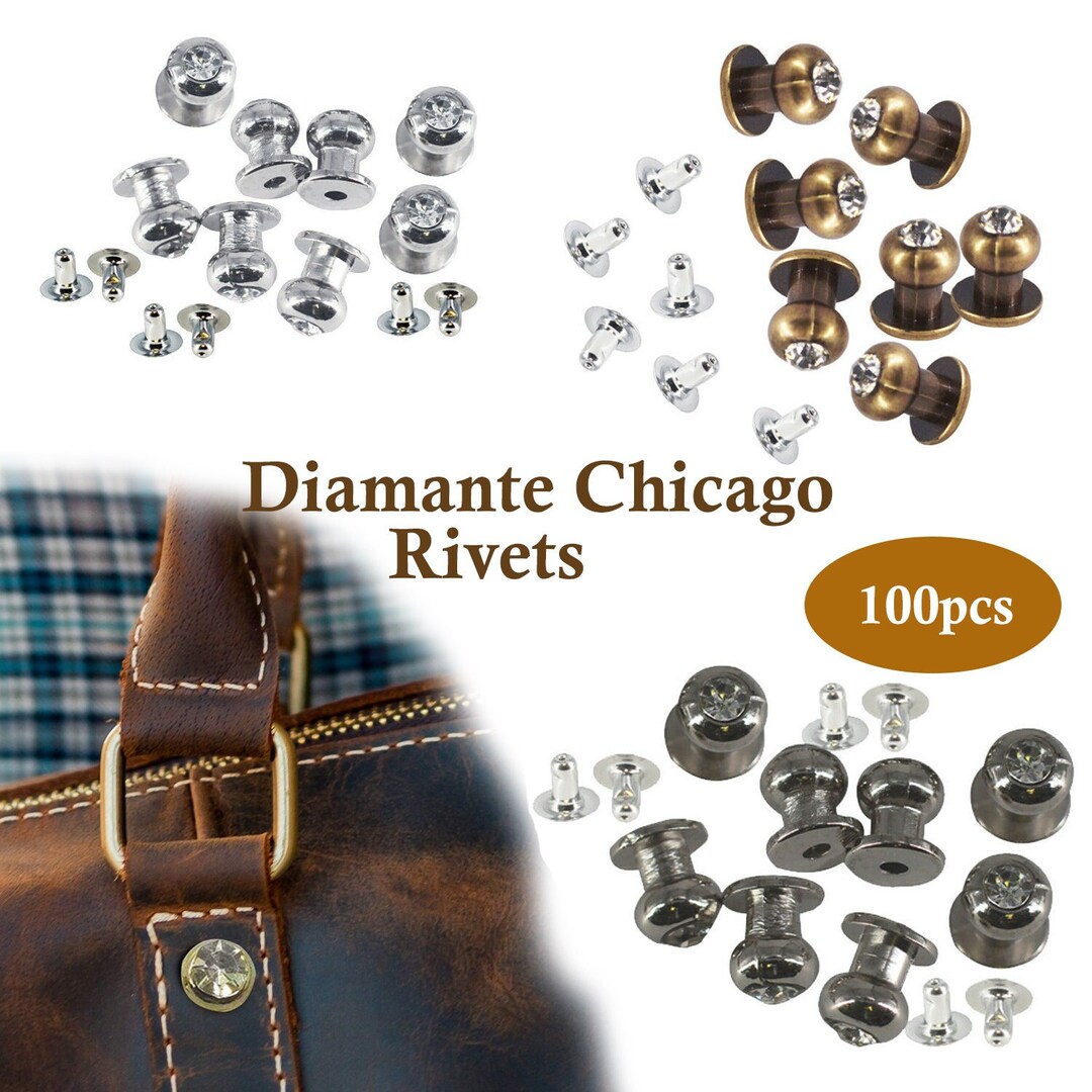 Diamante Chicago Rivets Crystal Diamante Studs With Brass Pins for Arts ...