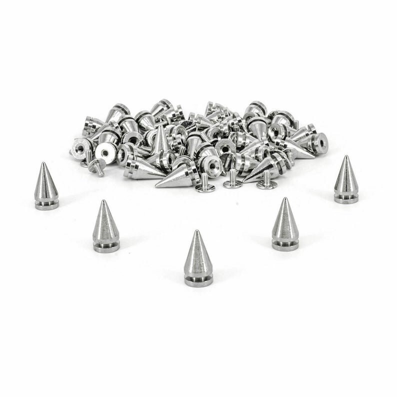 175 Set Spikes For Clothing, Silver Cone Spikes Screwback Studs, 12 Type  Large Studs For Jacket Sho