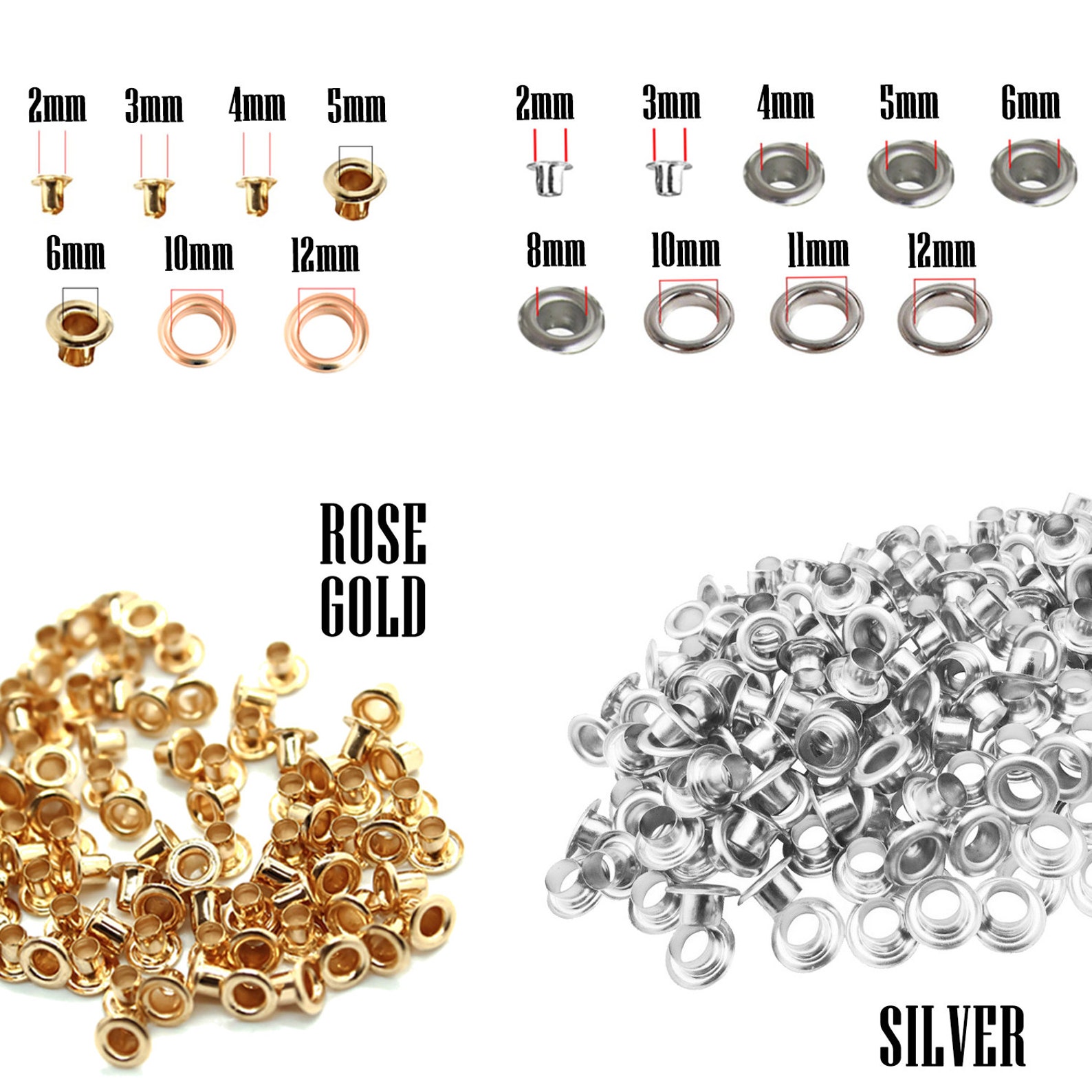 2mm 12mm Brass Eyelets Grommets With Washers For Bags Etsy