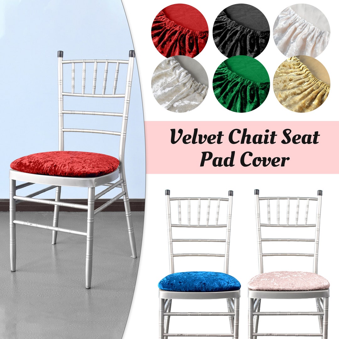 Crushed Velvet Chair Seat Cover, Dining Chair Seat Covers, Elasticated