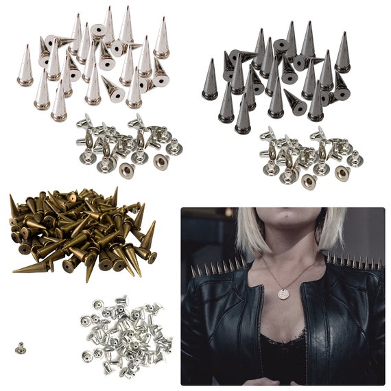 Punk Studs Rivets Spike Long Cone Studs With Pins for Sewing