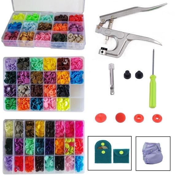 Mixed Color Plastique Presse Poppers Resin Snaps Bouton attaches avec 1 Pince Outil 