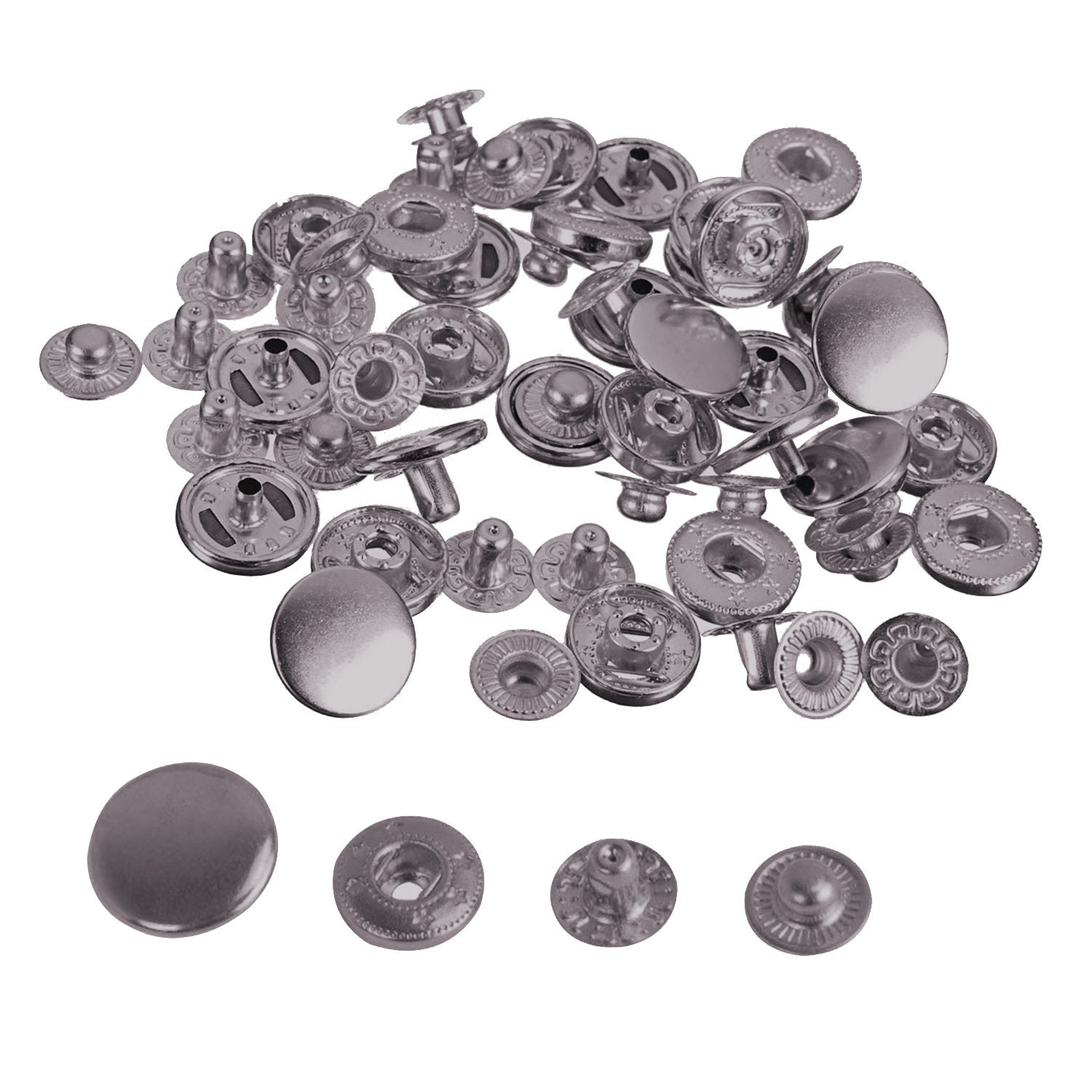 Snap Fasteners S-spring 4 Parts Press Studs Button Fasteners for  Leathercraft, Sewing, Jackets, Shirts, Fabric, Repair, DIY Projects, 17mm 