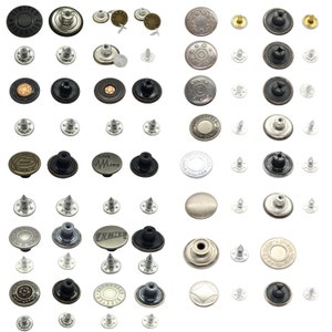 Ruthe 100 Sets Metal Snap Buttons, Sew-On Snaps Fasteners Press Studs  Buttons for Sewing Clothing, Jeans, Jackets, 8 mm and 10 mm